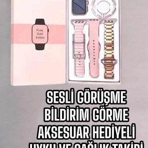 Akıllı Saat Amoled Ekran 3 Kordonlu Aksesuar Hediyeli Sesli Görüşme