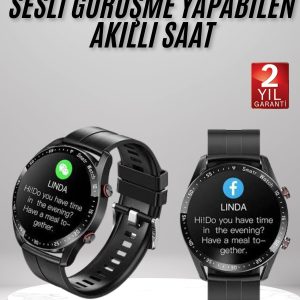 Akıllı Saat Amoled Ekran Metal Ve Deri Kordonlu Uyku ve Sağlık Takibi Titreşimli