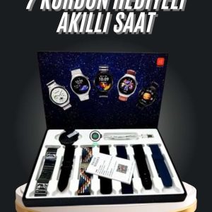 7 Kordonlu Akıllı Saat Siyah Kasa Dokunmatik Ekran Uyku ve Sağlık Takibi